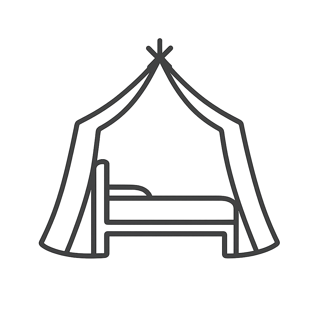 A decorated four-poster bed, commonly found in stately homes, is depicted in the image. Some specific design elements incl...